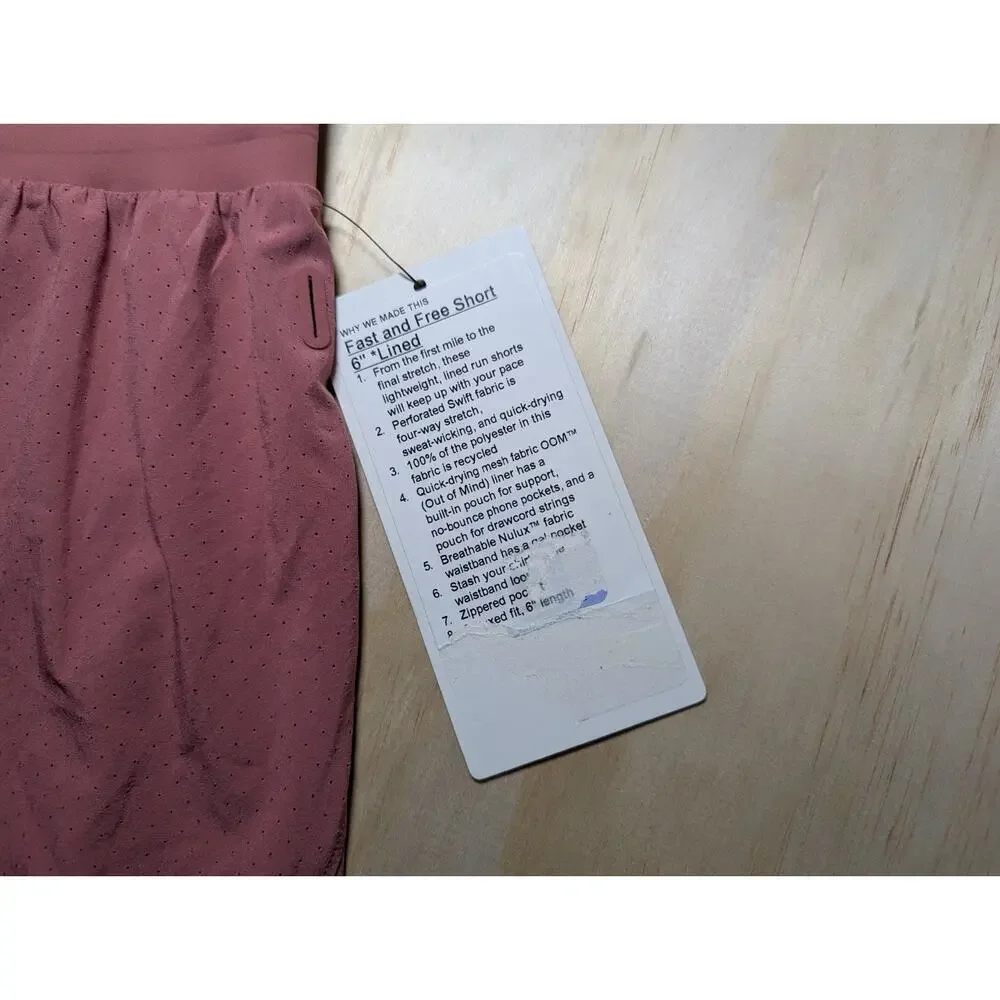 Lululemon Men's Small Fast Free Short 6” Lined Mesh Fabric OOM Brier Rose NEW